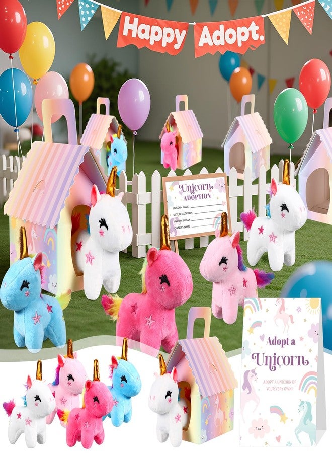 Blueweenly 73 Pcs Adopt a Unicorn Party Favors Set for Girl Mini Plush Unicorn Stuffed Animal Gift Box Adoption Card 1 Animal Sign with Carton House for Adopt Pet Party Birthday (Cute) - Image 5